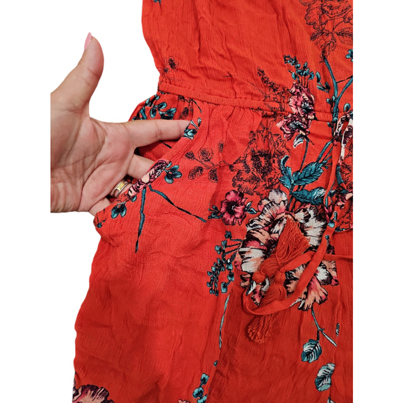 NWOT Band of Gypsies Floral Romper Size L Red - Picture 4 of 12
